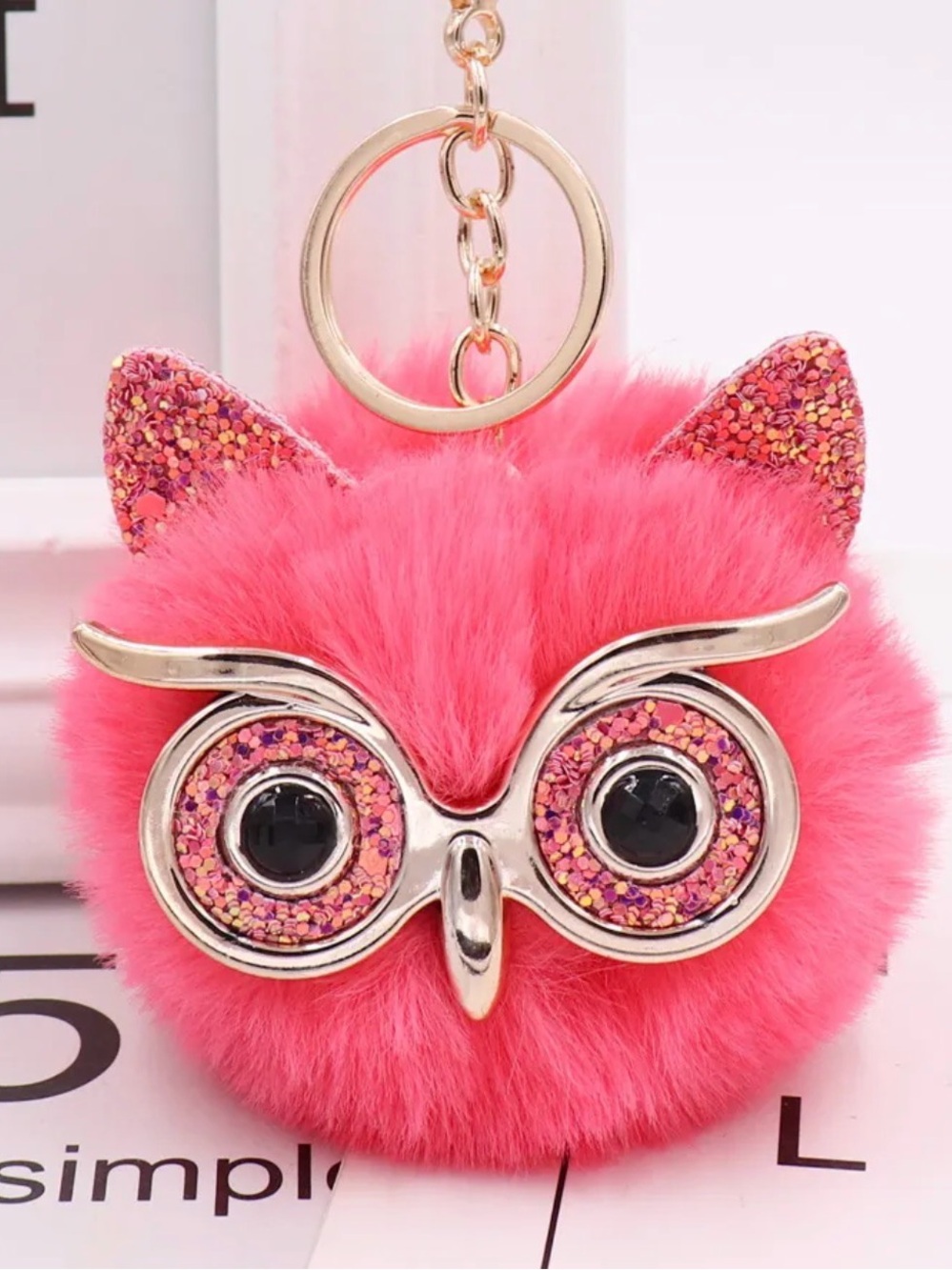 1pc Fashion Trend Owl Plush Key Chain Imitation Rabbit Hair Ball Bag Pendant - Picture 10 of 16